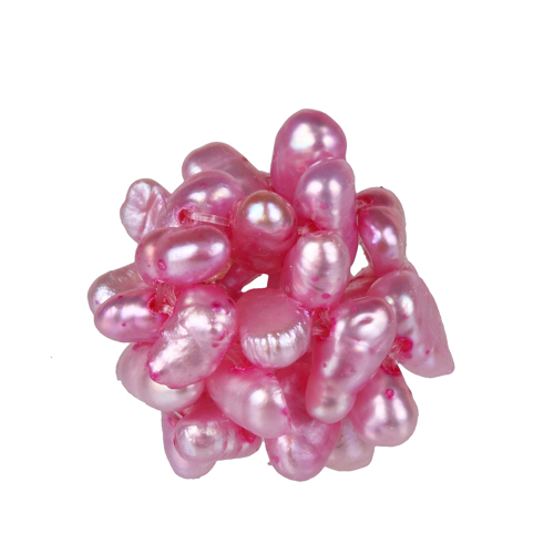 Perlenball, Perlenkugel, Ã˜11-12mm, Süßwasserperlen, pink/rosa - zum Schließen ins Bild klicken
